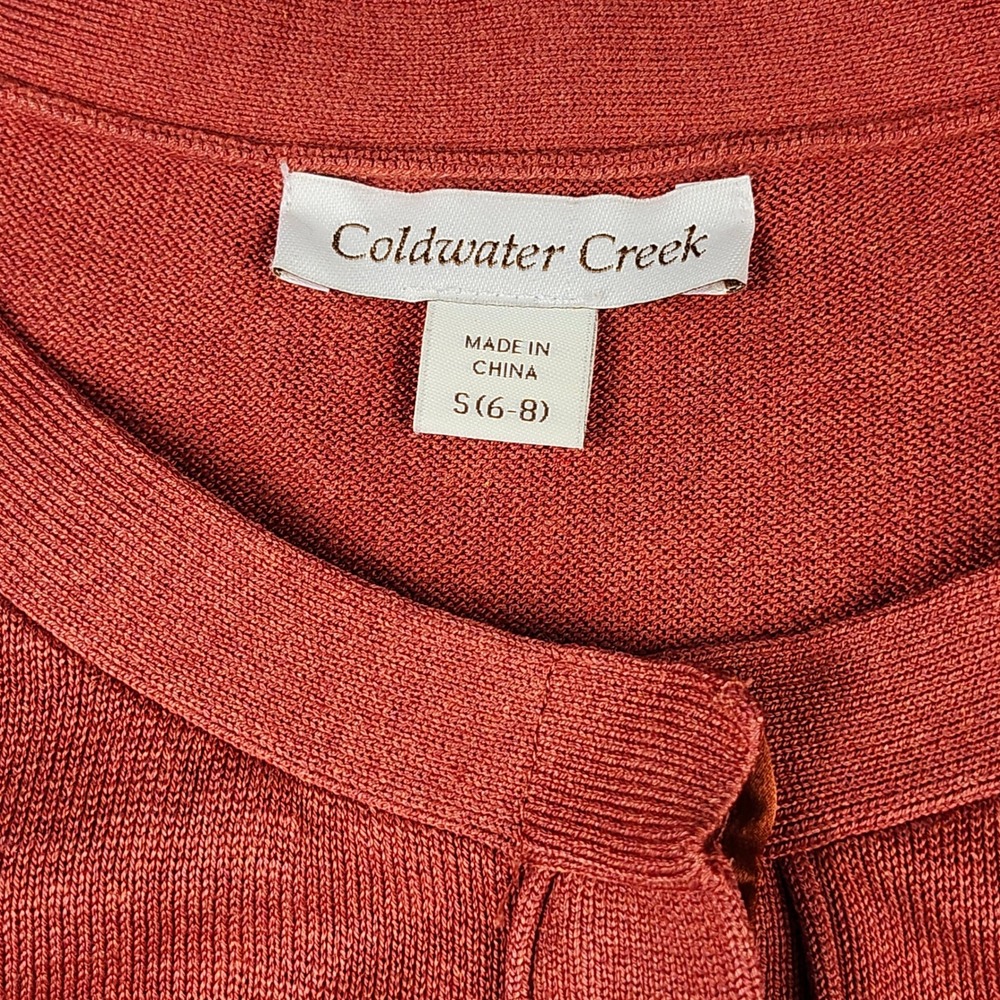 Coldwater Creek Cardigan Sweater Womens Small Orange Button Up Silk Cotton Blend - Picture 2 of 8